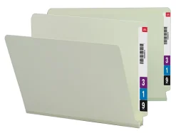 Smead® Extra-Strength Pressboard End-Tab Folders, Straight Cut, Letter Size, 100% Recycled, Gray/Green, Pack Of 25