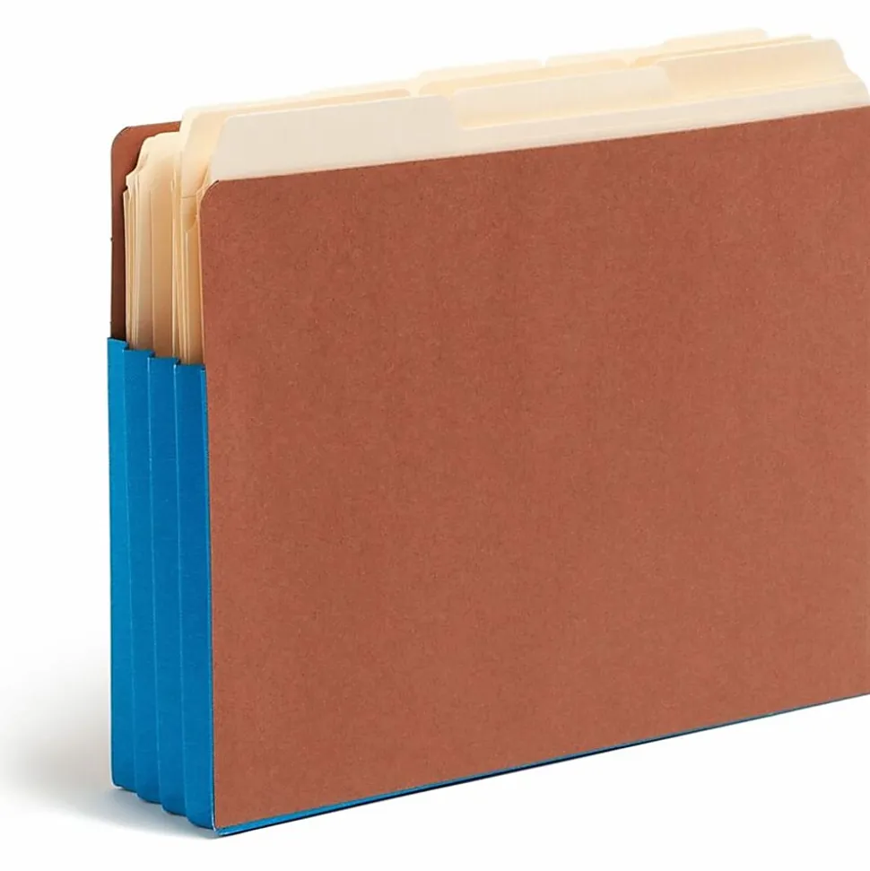 Smead® Extra-Wide Expansion End-Tab File Pockets, 12"W Body, Letter Size, 30% Recycled, Blue, Box Of 10