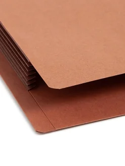 Smead® Extra-Wide Redrope End-Tab File Pocket With Dark Brown Tear Resistant Gusset, Extra Wide Letter Size, 5 1/4