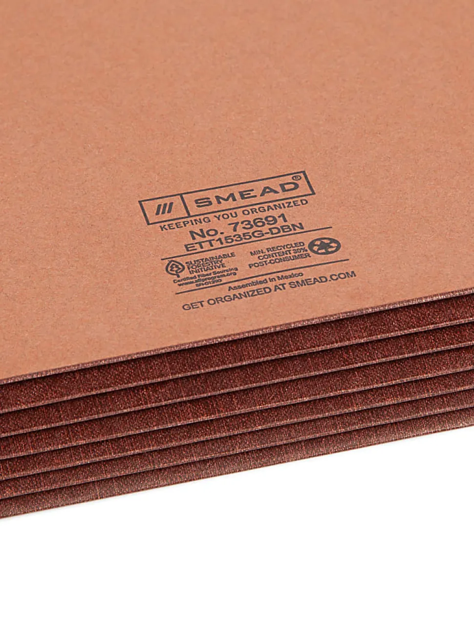 Smead® Extra-Wide Redrope End-Tab File Pocket With Dark Brown Tear Resistant Gusset, Extra Wide Letter Size, 5 1/4" Expansion, 30% Recycled, Box Of 10