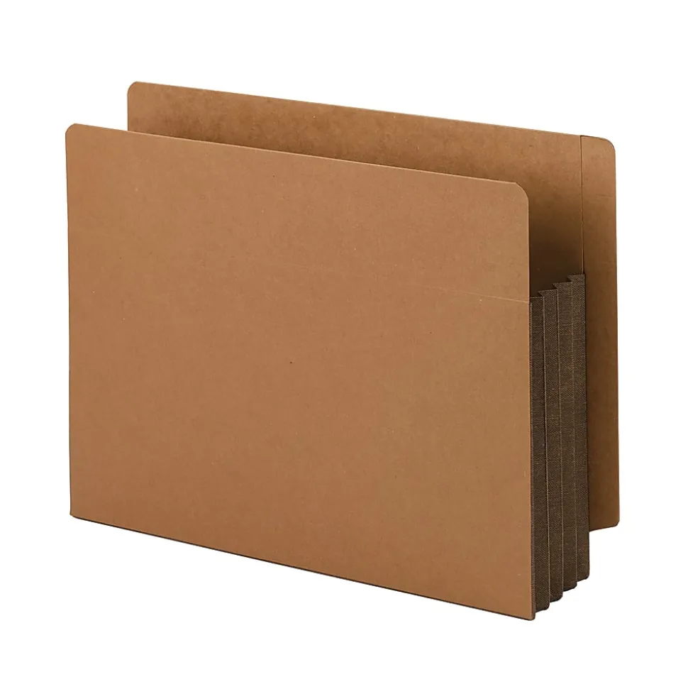 Smead® Extra-Wide Redrope End-Tab File Pocket With Dark Brown Tear Resistant Gusset, Extra Wide Letter Size, 3 1/2" Expansion, 30% Recycled, Box Of 10