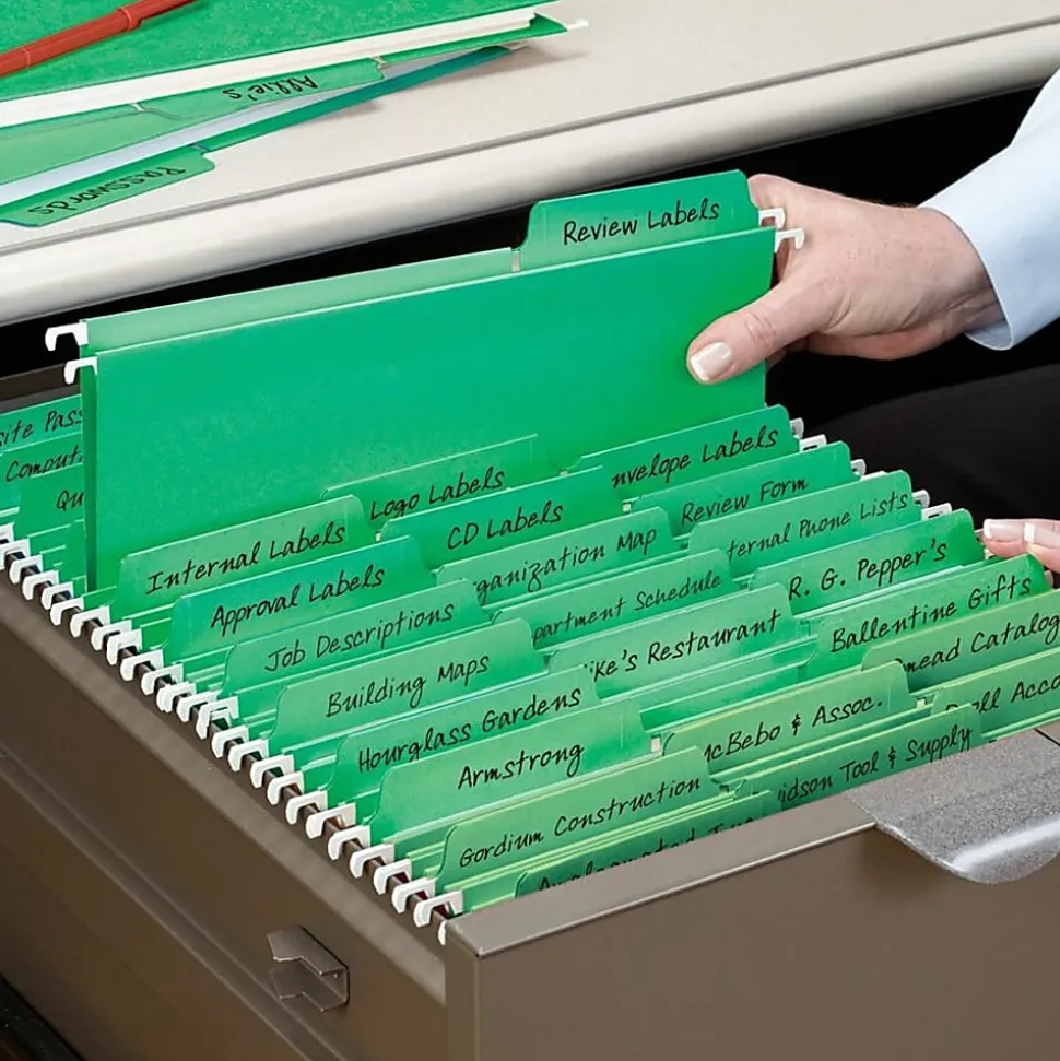 Smead® FasTab® Hanging File Folder, Letter Size, Green, Box Of 20