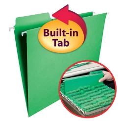 Smead® FasTab® Hanging File Folder, Letter Size, Green, Box Of 20
