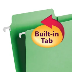 Smead® FasTab® Hanging File Folder, Letter Size, Green, Box Of 20