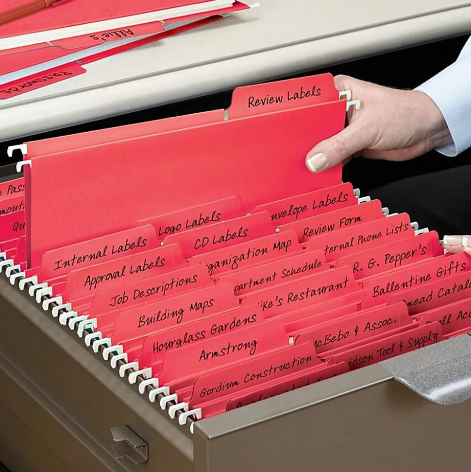 Smead® FasTab® Hanging File Folders, Letter Size, Red, Box Of 20