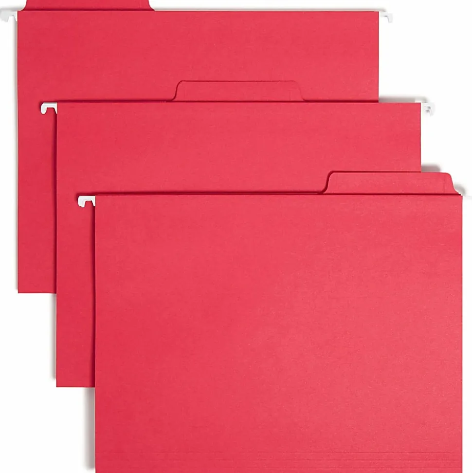 Smead® FasTab® Hanging File Folders, Letter Size, Red, Box Of 20
