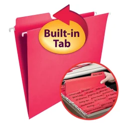 Smead® FasTab® Hanging File Folders, Letter Size, Red, Box Of 20
