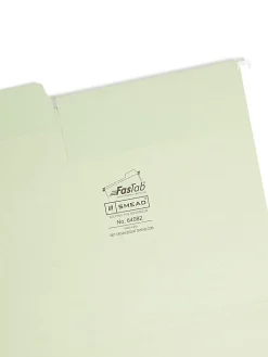 SmeadĀ® FasTabĀ® Hanging File Folders, Letter Size, Moss, Pack Of 20