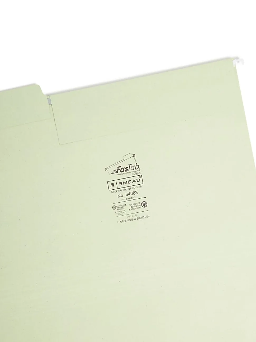Smead® FasTab® Hanging Folders, 1/3 Cut, Legal Size, Moss, Pack Of 20