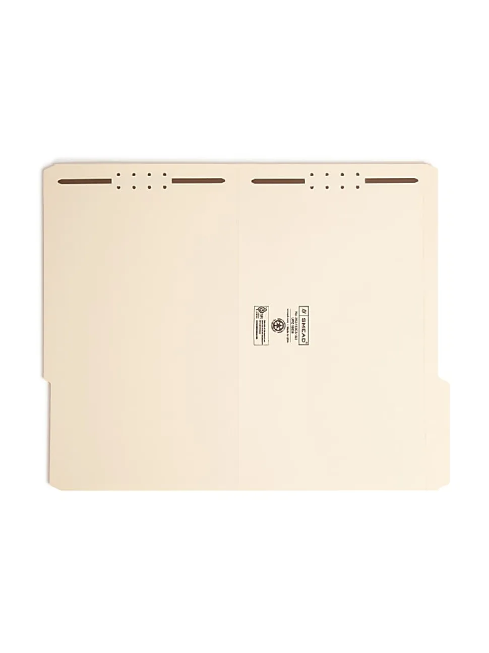 Smead® Fastener Folders With Reinforced Tab, 2" Capacity, 2 Fasteners, Legal Size,1/3-Cut Tab, Manila, Box Of 50