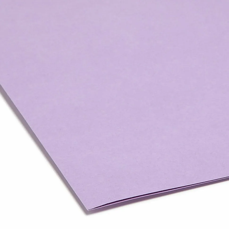 Smead® File Folders, Letter Size, Straight Cut, Lavender, Box Of 100