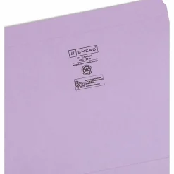 Smead® File Folders, Letter Size, Straight Cut, Lavender, Box Of 100