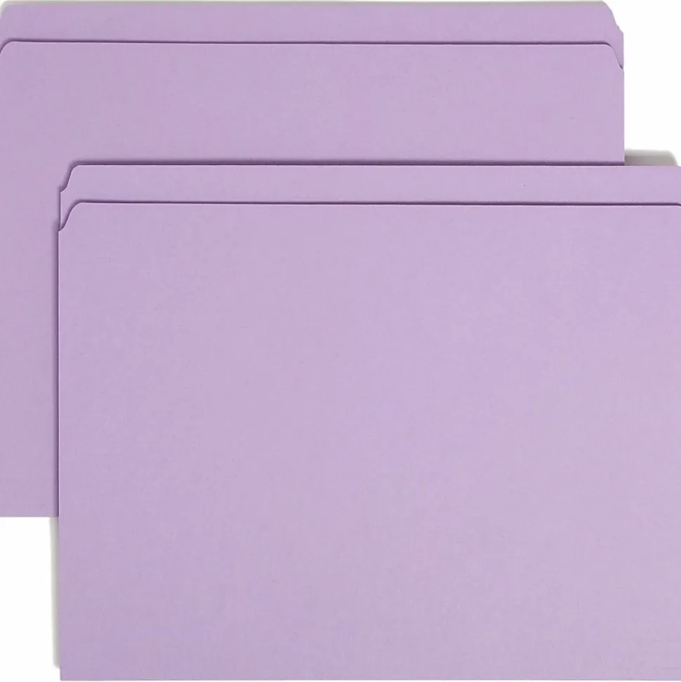 Smead® File Folders, Letter Size, Straight Cut, Lavender, Box Of 100
