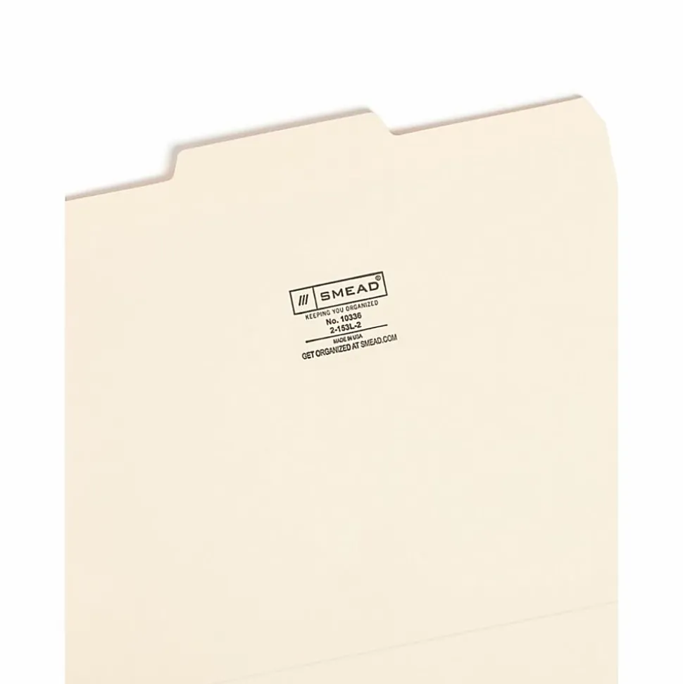 Smead® File Folders, Letter Size, 1/3 Cut, Center Tab Cut, Manila, Box Of 100