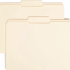 Smead® File Folders, Letter Size, 1/3 Cut, Center Tab Cut, Manila, Box Of 100