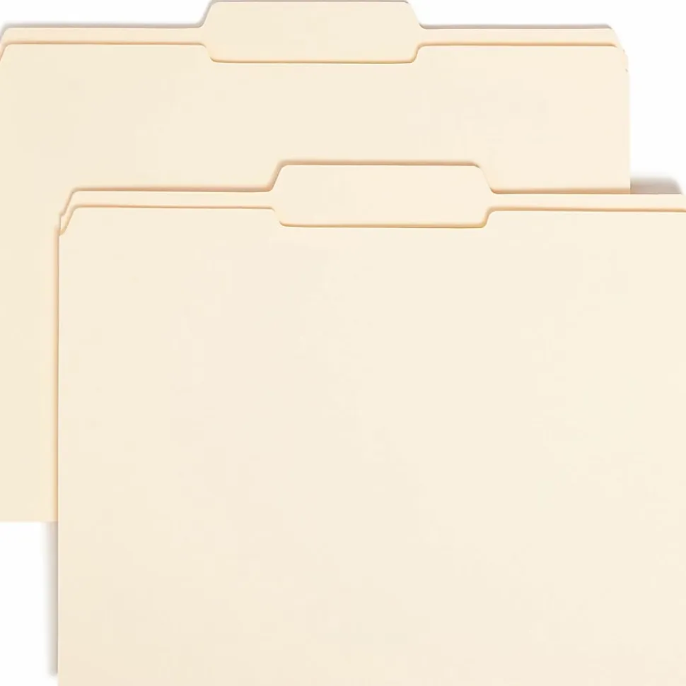 Smead® File Folders, Letter Size, 1/3 Cut, Center Tab Cut, Manila, Box Of 100