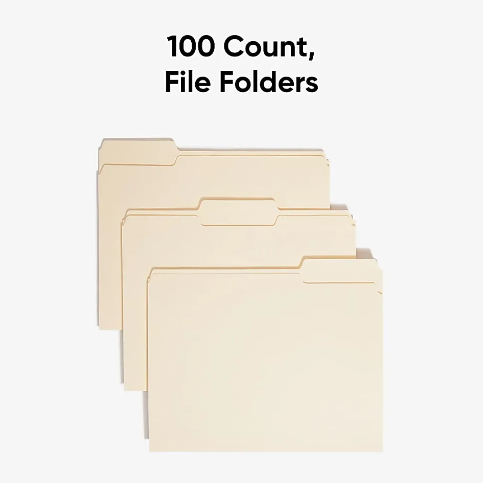 Smead® File Folders, Letter Size, 1/3 Cut, Manila, Pack Of 100 (10330)