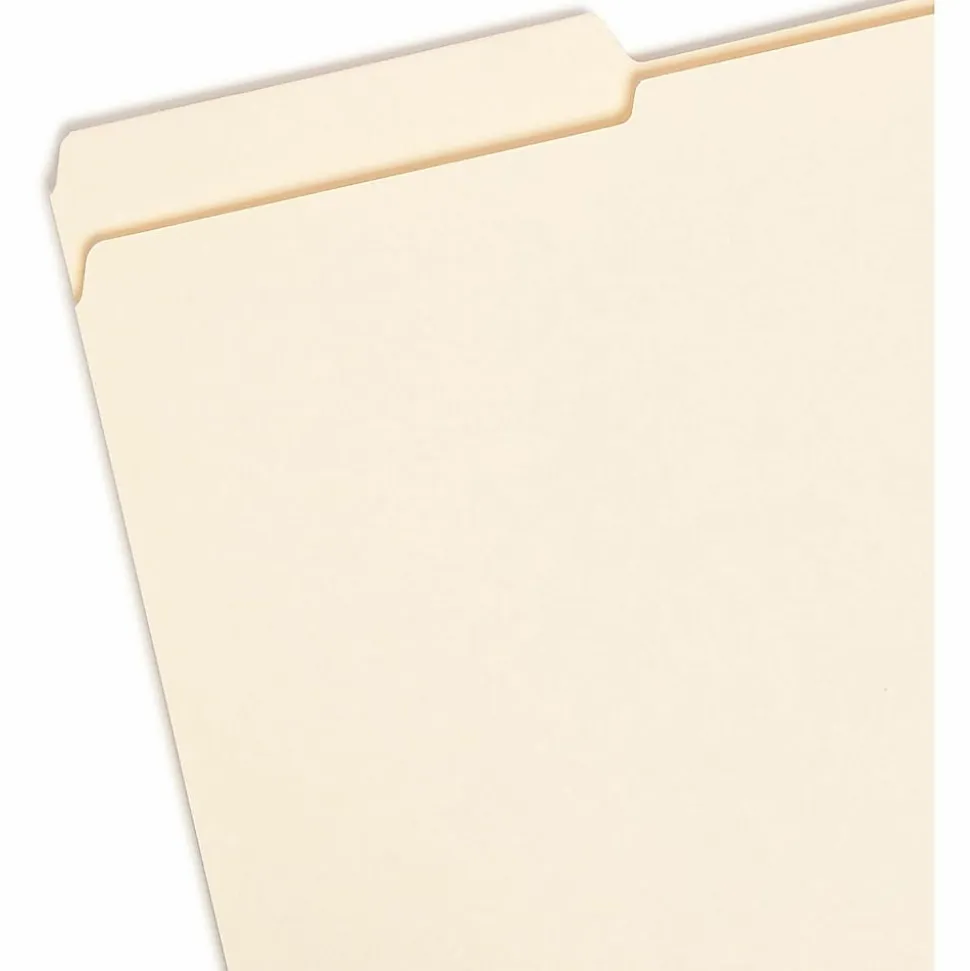 Smead® File Folders, Reinforced Tab, 1/3 Cut, Left Position, Legal Size, Manila, Box Of 100