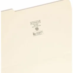 Smead® File Folders, Reinforced Tab, 1/3 Cut, Left Position, Legal Size, Manila, Box Of 100