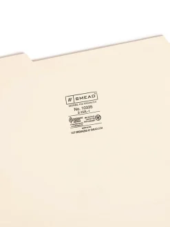 SmeadĀ® File Folders, Reinforced Tab, 1/3 Cut, Left Position, Letter Size, Manila, Box Of 100