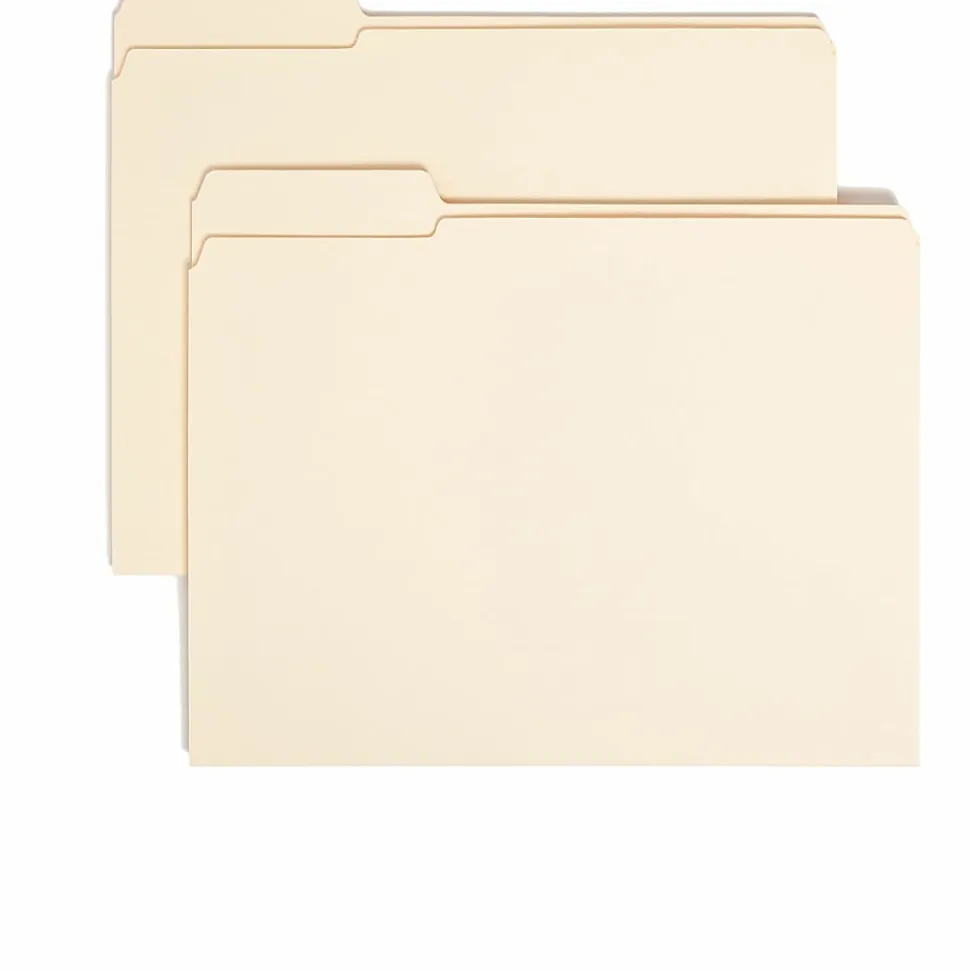 Smead® File Folders, Reinforced Tab, 1/3 Cut, Left Position, Letter Size, Manila, Box Of 100