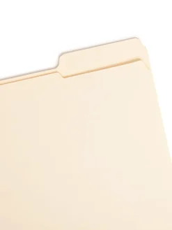 SmeadĀ® File Folders, Reinforced Tab, 1/3 Cut, Right Position, Letter Size, Manila, Box Of 100