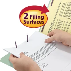 Smead® Guide Height Pressboard Folders With SafeSHIELD® Fasteners, 2/5 Cut, Legal Size, 2