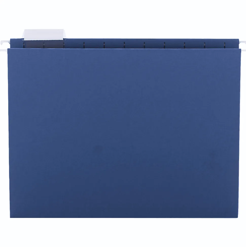 Smead® Hanging File Folders, 1/5-Cut Adjustable Tab, Letter Size, Navy, Box Of 25
