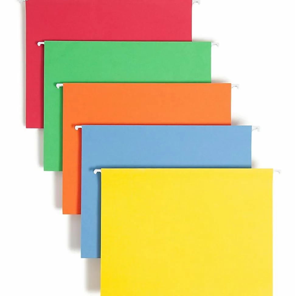 Smead® Hanging File Folders, 1/5-Cut Tab, Letter Size, Assorted Primary Colors, Box Of 25 (64059)
