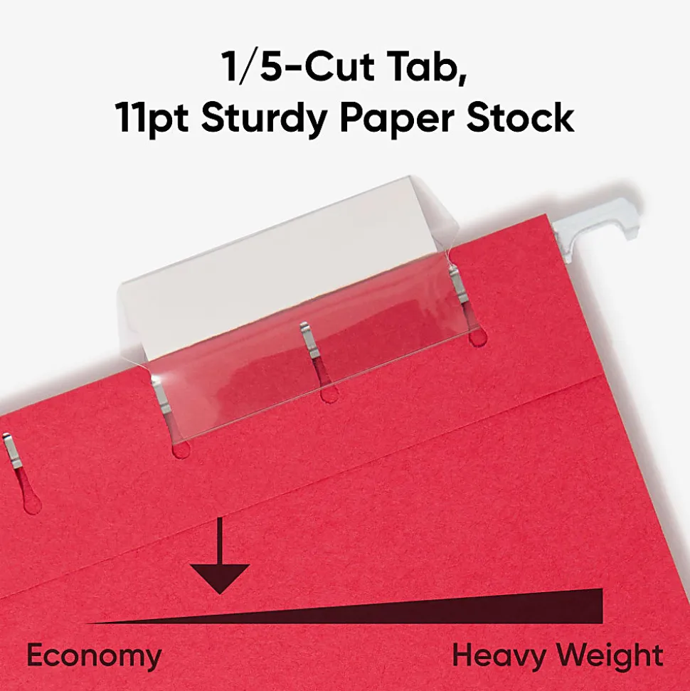 Smead® Hanging File Folders, 1/5-Cut Tab, Letter Size, Assorted Primary Colors, Box Of 25 (64059)