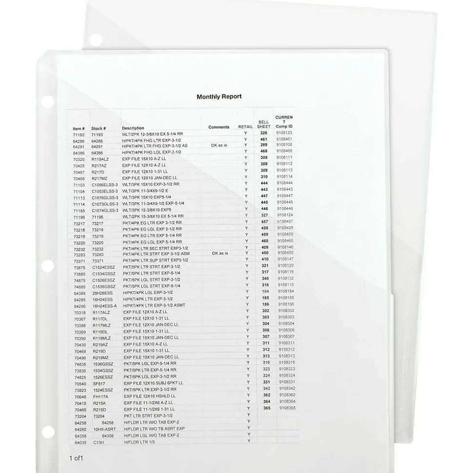 Smead® Inndura 3-Hole Poly Slash Jackets, 9 1/4" x 11 1/4", Clear, Pack Of 5
