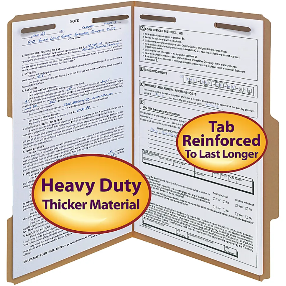 Smead® Kraft Fastener Folders, 2/5 Cut, Legal Size, Kraft, Box Of 50