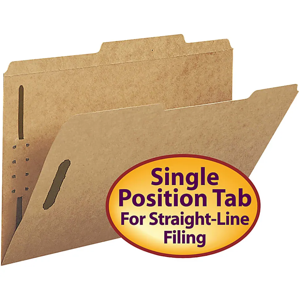 Smead® Kraft Fastener Folders, 2/5 Cut, Legal Size, Kraft, Box Of 50