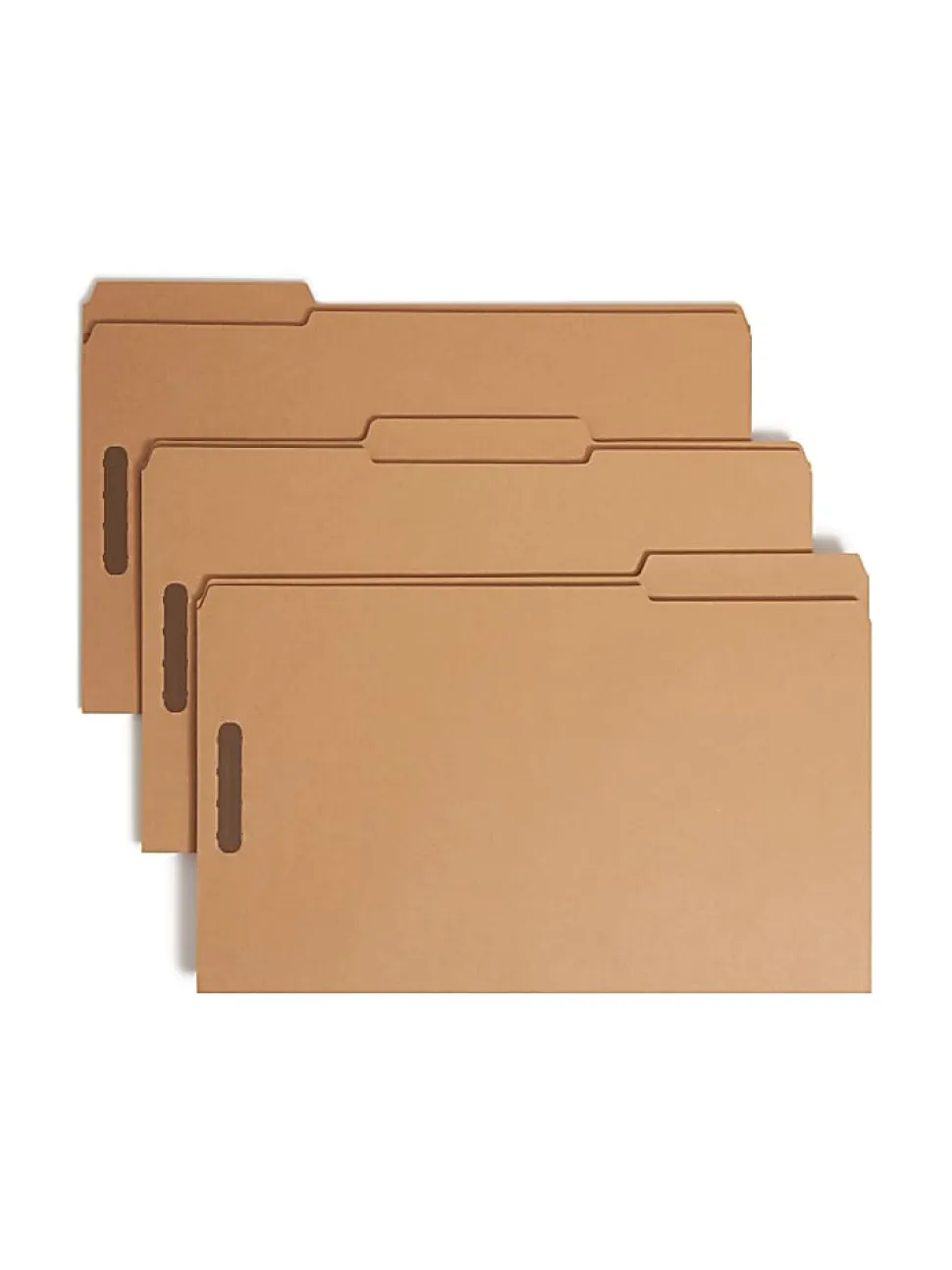 Smead® Kraft Reinforced Tab Fastener Folders, Legal Size, 1/3 Cut, Pack Of 50