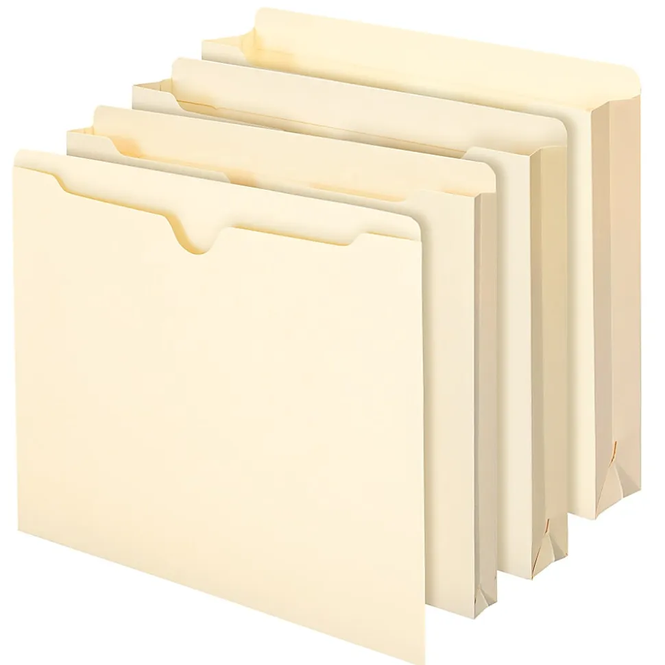 Smead® Manila File Jackets, Reinforced Tab, 1 1/2” Expansion, Letter Size, Box Of 50