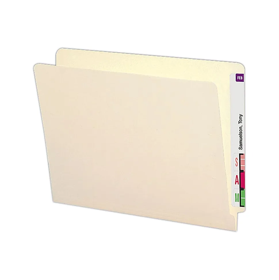 Smead® Manila Reinforced End-Tab Folders, 9"H, Straight Cut, Letter Size, Pack Of 100