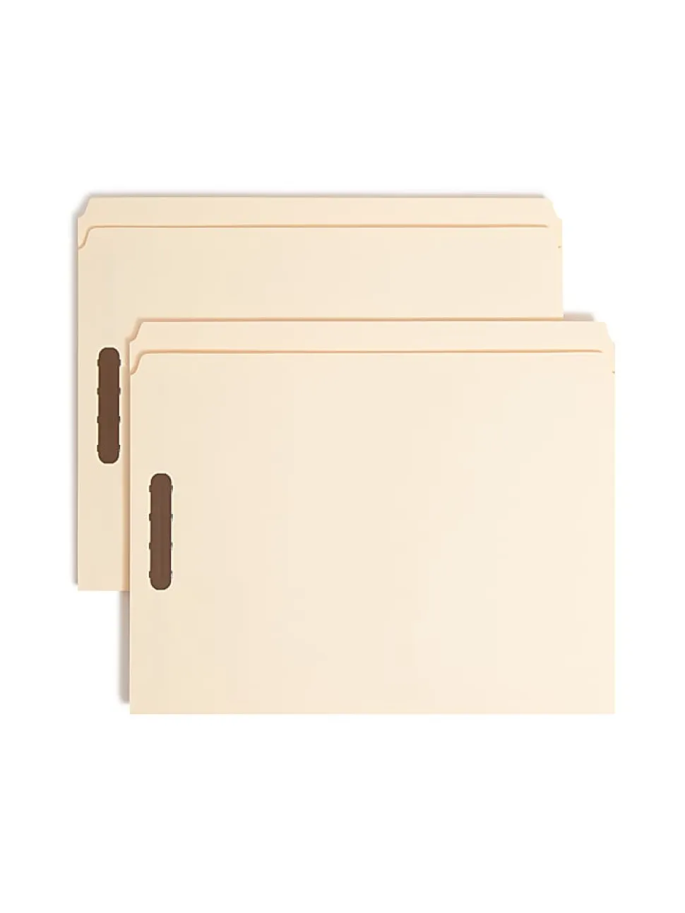Smead® Manila Reinforced Tab Fastener Folders With Two Fasteners, 1" Expansion, 8 1/2" x 11", Letter, Manila, Box of 50
