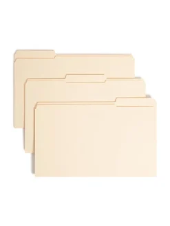 Smead® Manila Reinforced Tab Fastener Folders, Legal Size, 1/3 Cut, Pack Of 50