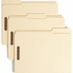SmeadĀ® 2-Ply Manila Folders With Fasteners, Letter Size, 100% Recycled, Manila, Box Of 50