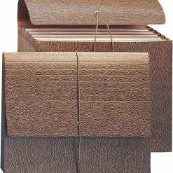 SmeadĀ® 6-Pocket Leather-Like Partition Wallets, Letter Size, 5 1/4" Expansion, 30% Recycled, Redrope, Pack Of 10
