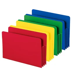 SmeadĀ® Poly Expanding File Pockets, Legal Size, 3 1/2" Expansion, Assorted Colors (No Color Choice), Pack Of 4