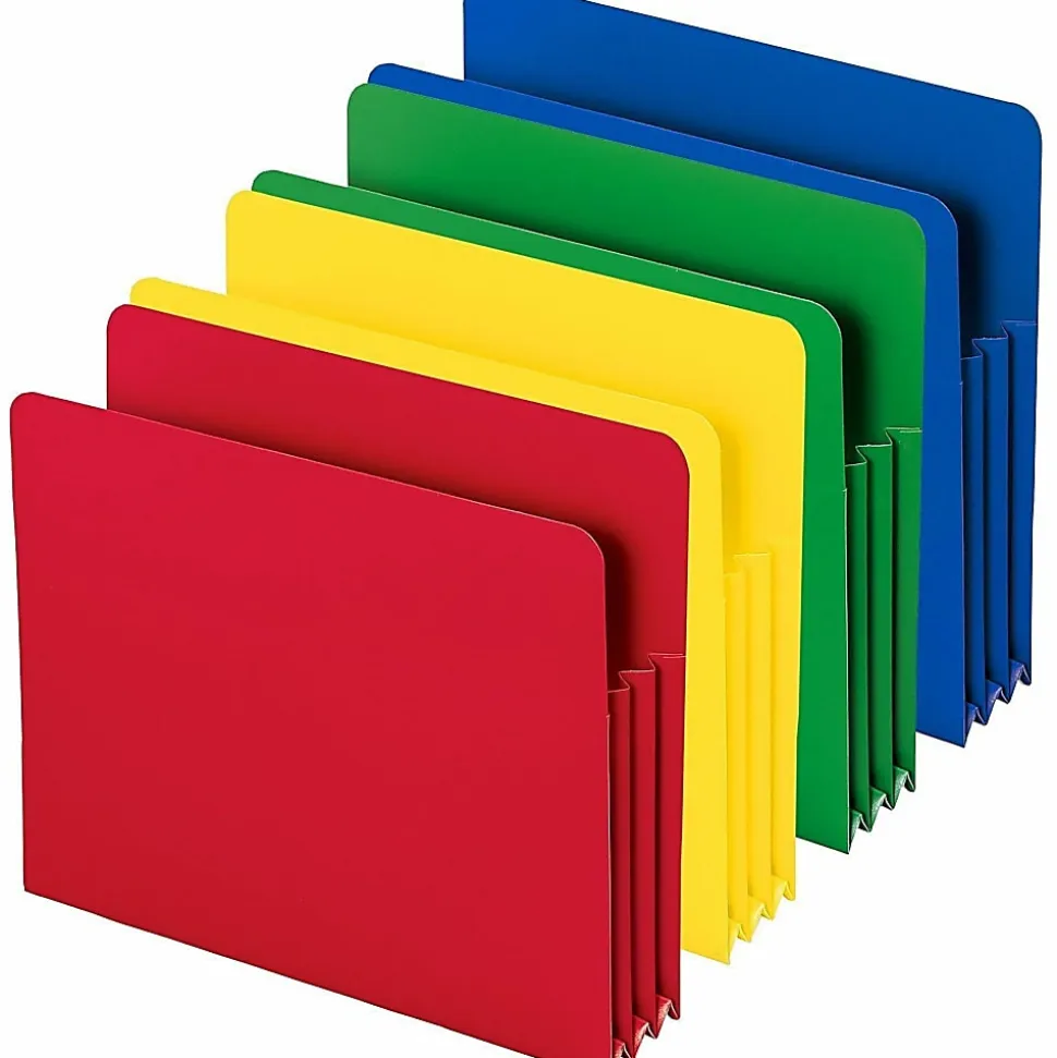 Smead® Poly Expanding File Pockets, 3 1/2" Expansion, Assorted Colors (No Color Choice), Pack Of 4