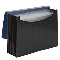 SmeadĀ® Poly Frequency Expanding File, 12 Pockets, 9 1/2" x 13", Black/Blue