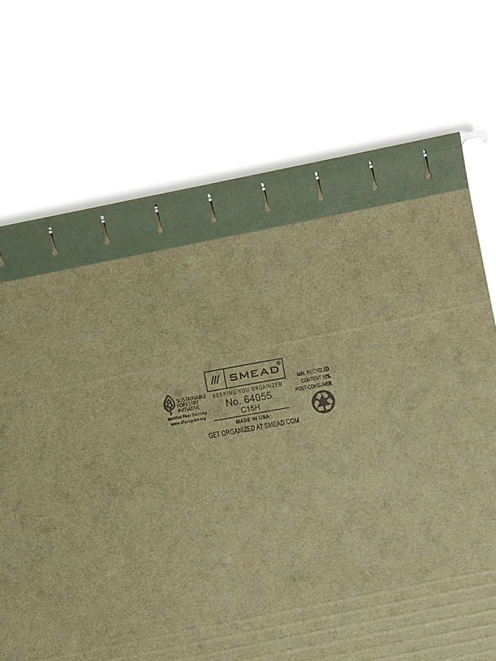 Smead® Premium-Quality Hanging Folders, 1/5-Cut Tabs, Letter Size, Standard Green, Pack Of 25 Folders