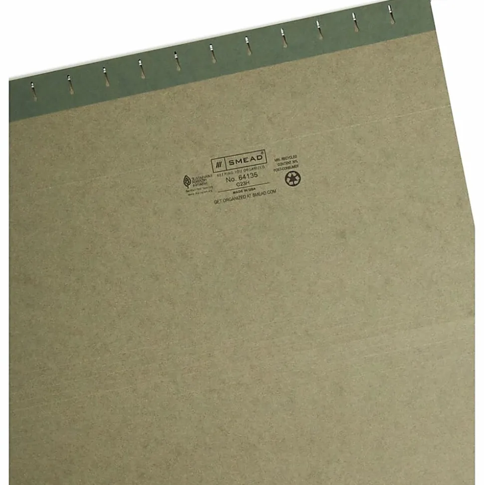 Smead® Premium-Quality Hanging Folders, 1/3 Cut, Legal Size, Standard Green, Pack Of 25