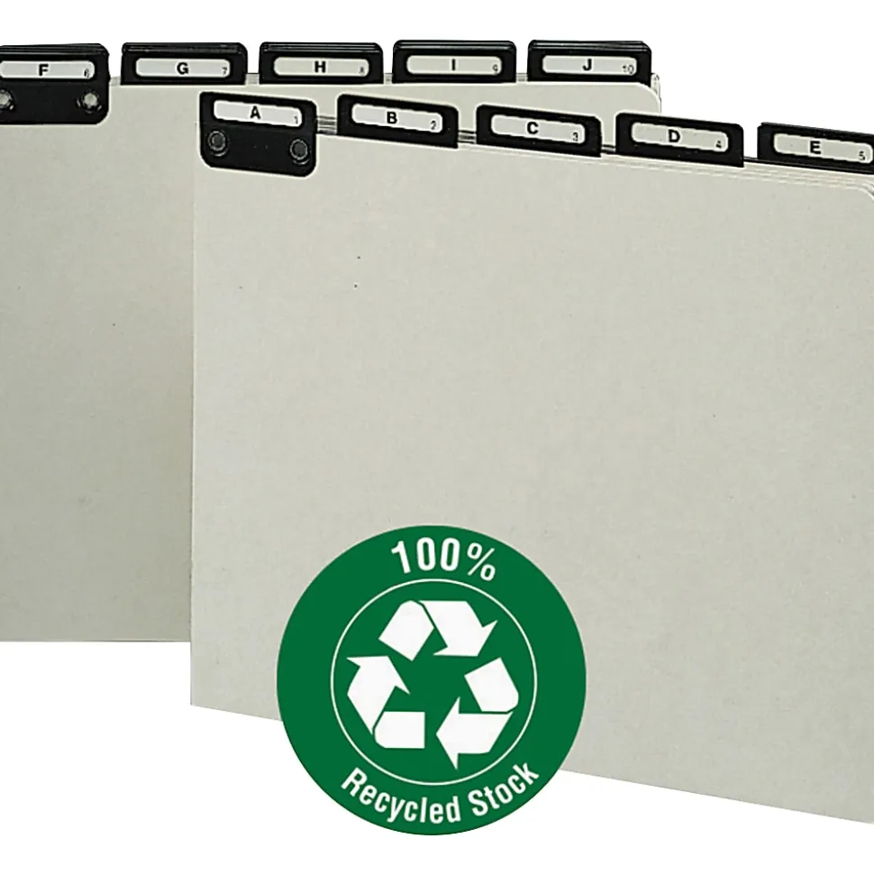 Smead® Pressboard Alphabetic File Guides With Metal Tabs, 11 3/4" x 10", 100% Recycled, Green, Pack Of 25