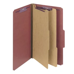 Smead® Pressboard Classification Folder, 2 Dividers, Legal Size, 100% Recycled, Red/Brown