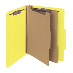 SmeadĀ® Pressboard Classification Folders, 2 Dividers, Letter Size, Yellow, Box Of 10