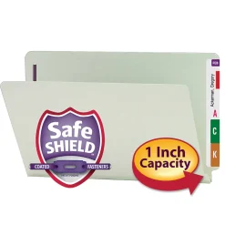 Smead® Pressboard End-Tab Folders With Fasteners, Straight Cut, 1