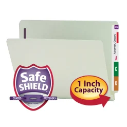 Smead® Pressboard End-Tab Folders With SafeSHIELD Fastener, Straight Cut, 1